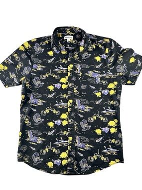 Abound Mens Black Cacti Cowboy Print Short Sleeve Button Down Shirt M